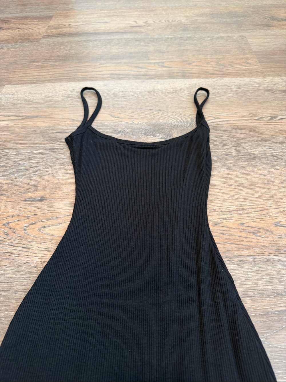 Windsor Black Ribbed Bodycon Maxi Dress Low Back Slit Spaghetti Strap Small - Picture 2 of 7